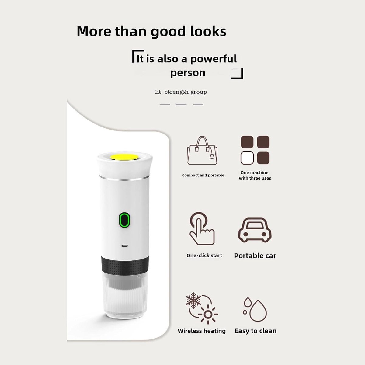 Espressomachine voor op reis - Elektrisch - Auto koffiezetapparaat - Zelfverwarmend - USB-C - Thuis en auto - Camping koffiezetapparaat - Draagbaar — cadeau in Kookcadeaus - foto 6