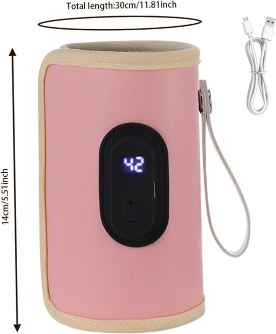 Flessenwarmerhoes - Geïsoleerde reistas - Universeel - Draagbare flessenwarmer - 18W snel verwarmend - Verstelbare USB-verwarming - Geschikt voor thuis en op reis — afbeelding 5