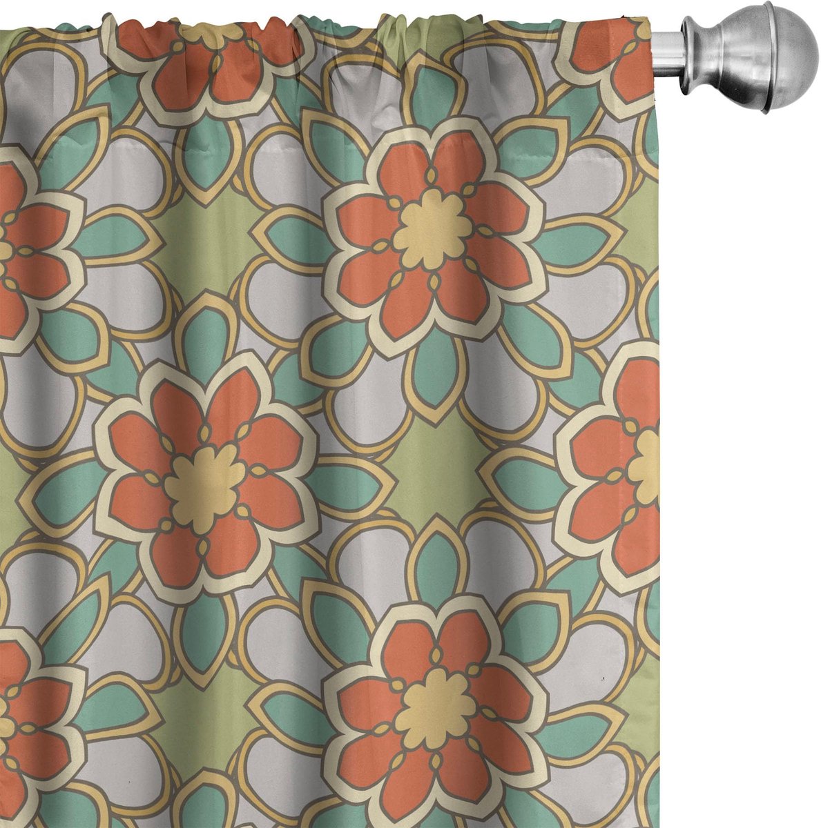 ABAKUHAUS Bloemen-Gordijnen – 2-delig set 75x175 cm – Multicolor