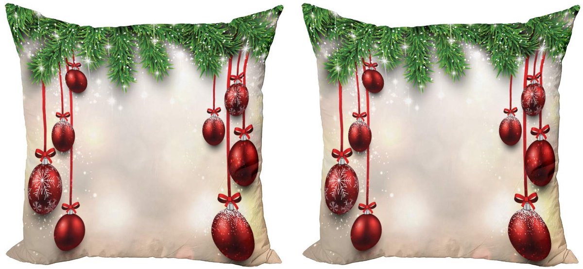ABAKUHAUS Dekokissen – Kussenhoes 45x45 cm – Groen/Rood – Dubbelzijdig bedrukt