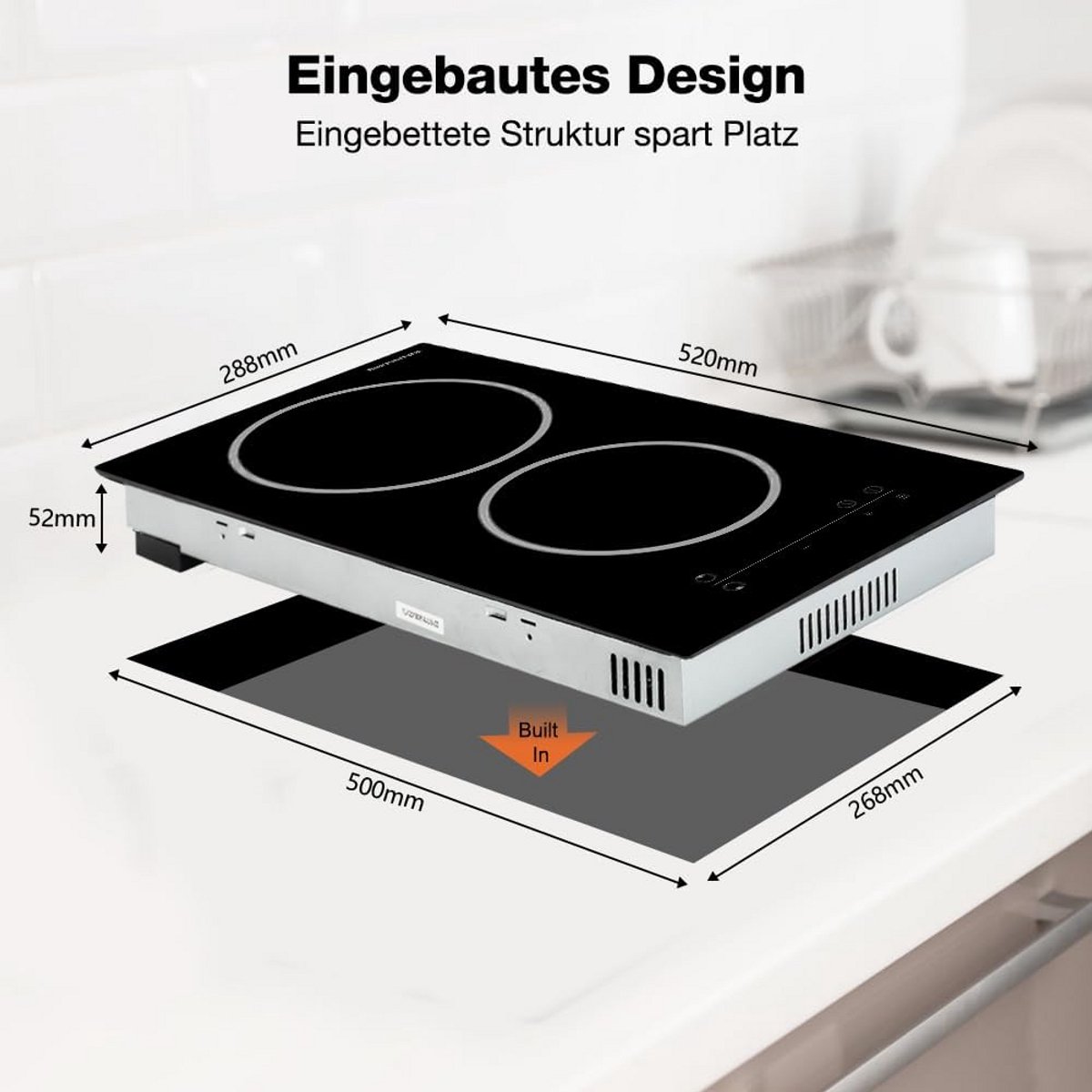 Inbouw Keramische Kookplaat 30cm met 2 Zones en Kinderslot