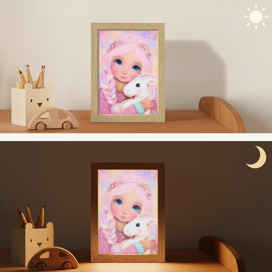 Nachtlampje 15x20 cm - Kinder lamp - Meisje - Eenhoorn - Roze - Tafellamp kinderkamer - Slaapkamer lamp - Bedlamp kinderen - Kinderlampje stopcontact - Wandlamp babykamer - Nachtlampjes van Merkloos — afbeelding 4
