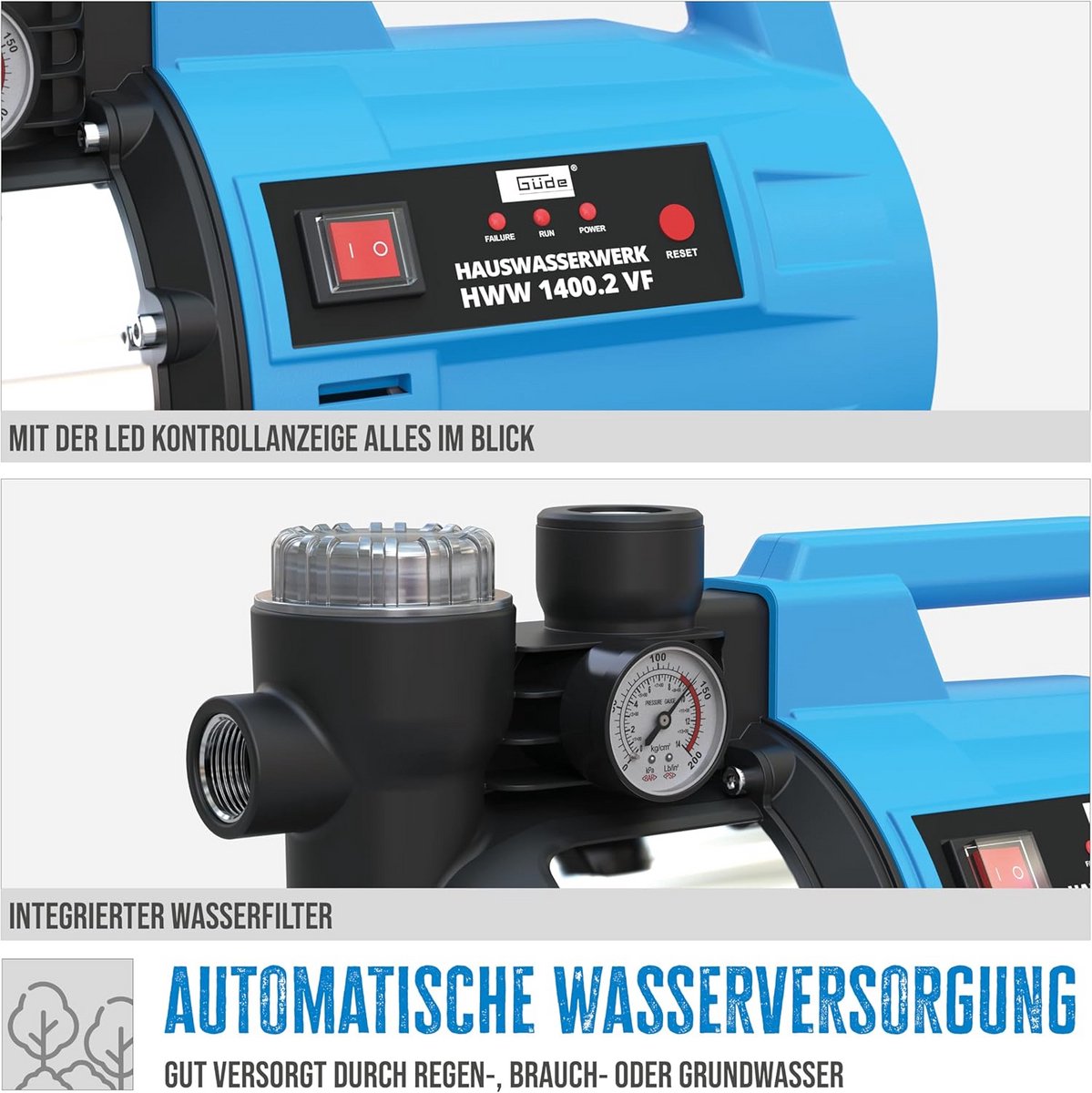 Krachtige Huiswaterpomp met Drukvat voor Tuin en Sanitair thumbnail 4