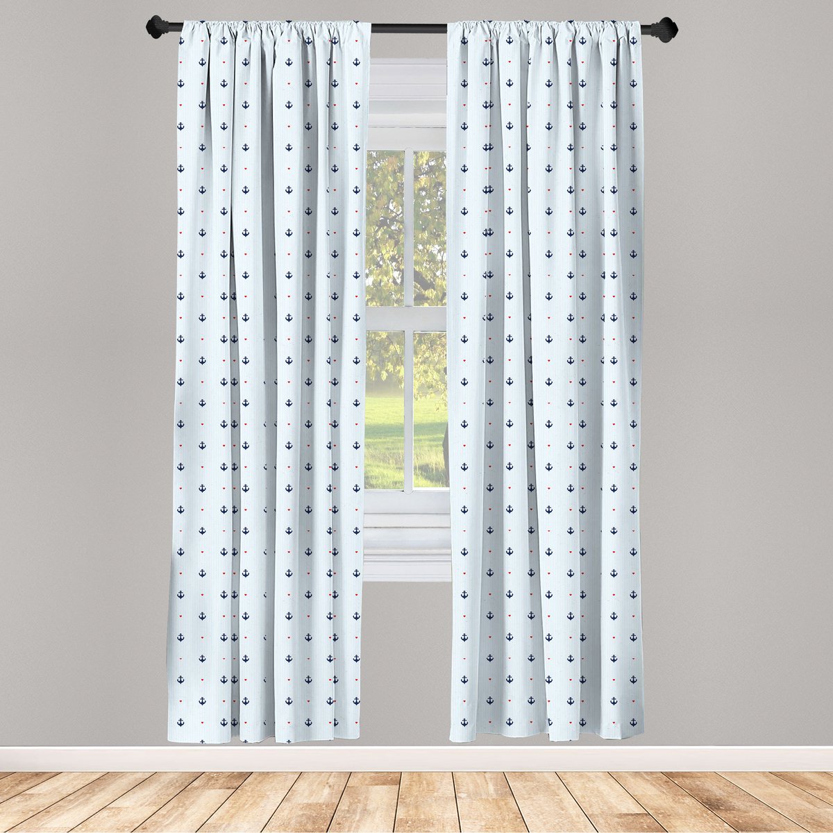 ABAKUHAUS Anker gordijnen – 2x75x225 cm – microvezel, halfverduisterend