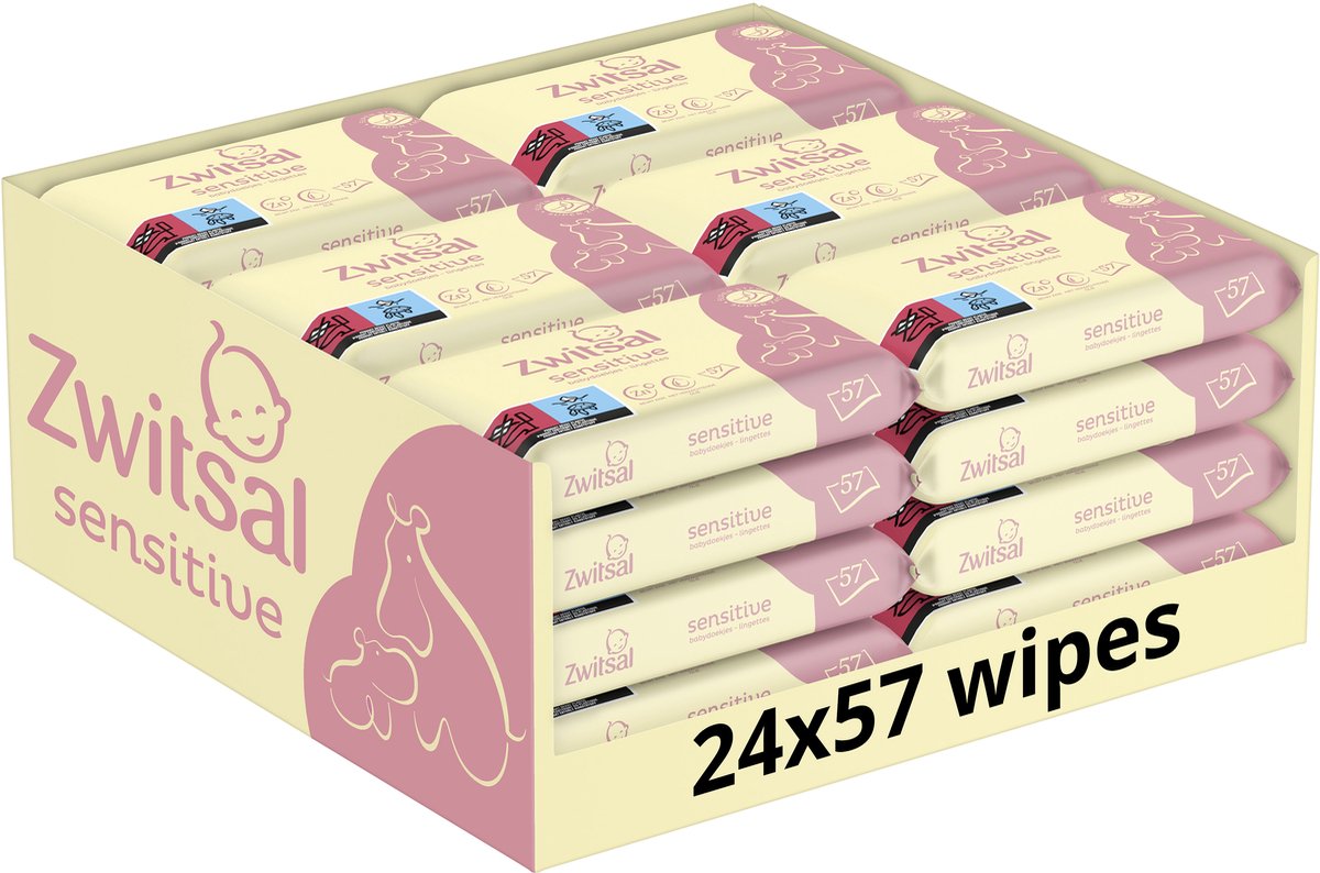 Zwitsal Baby Billendoekjes Sensitive - 24 x 57 stuks - Voordeelverpakking
