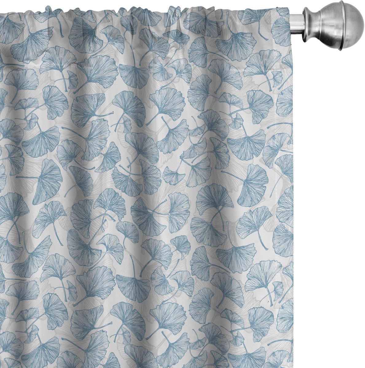 ABAKUHAUS Gingko Gordijnen – 2x75x225 cm – microvezel – halfdonkerend Blaugrau Kokosnuss