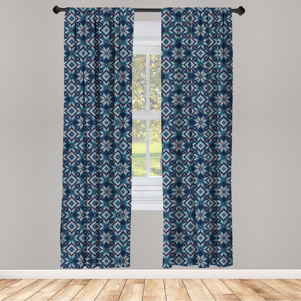 ABAKUHAUS Raambekleding – 2x75x245 cm – Bleekblauw & Marineblauw – Stangentasche