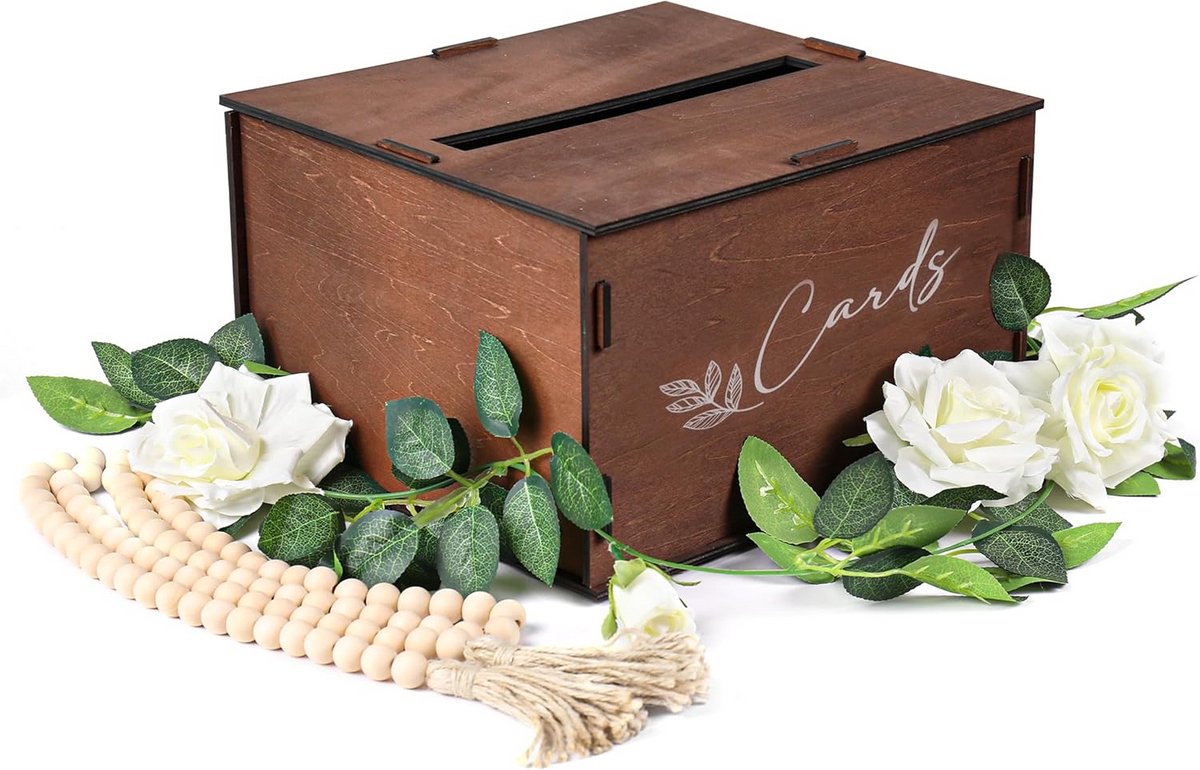 Houten Geschenkenbox met Sleuf en Deksel voor Kaarten en Geld | Perfect voor Bruiloft, Receptie en Feesten