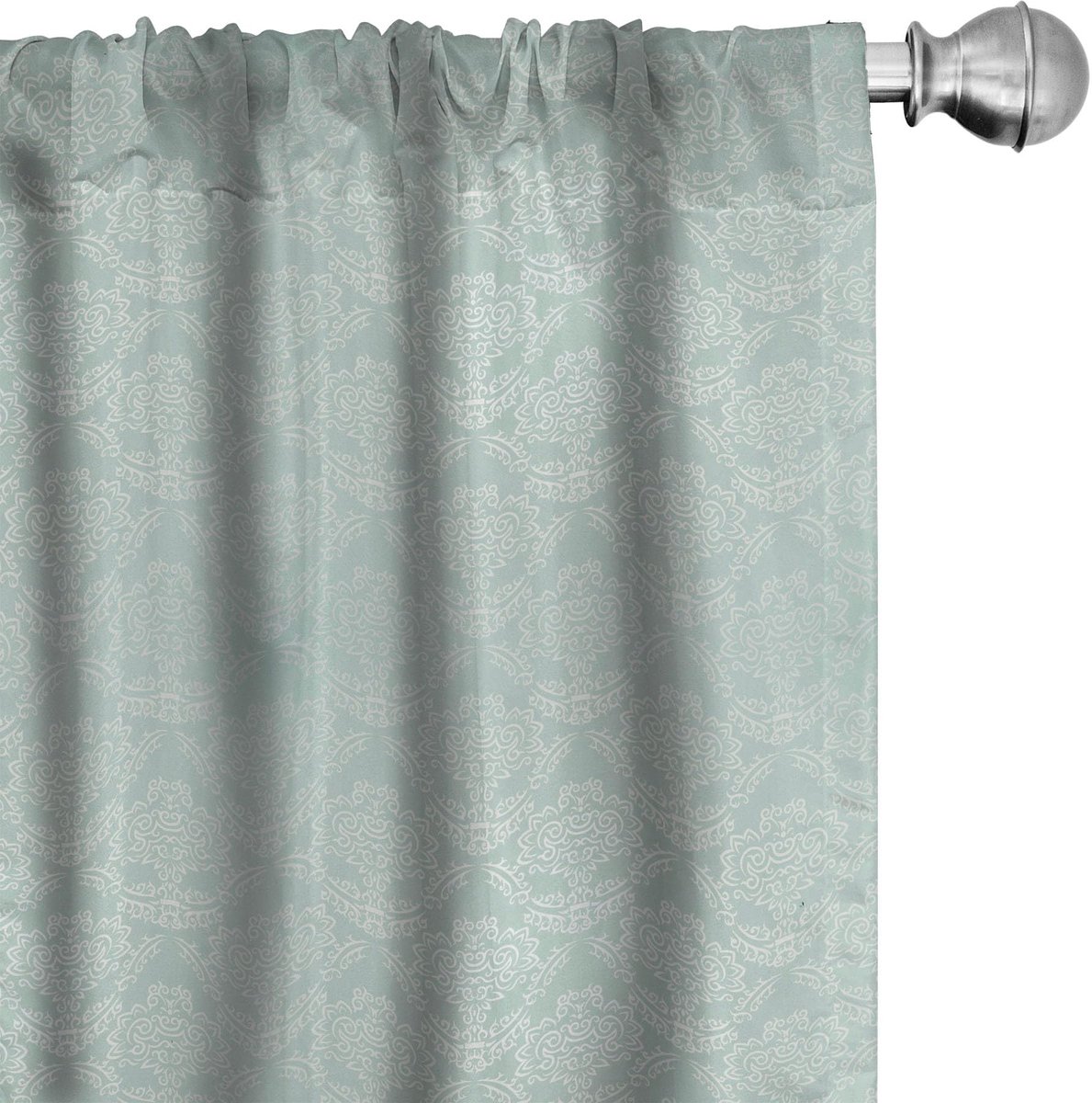ABAKUHAUS Victoriaanse Bladmotief Gordijnen – 2x75x225 cm – Mikrofaser – halfdonker, amandelgroen en wit Almond Groen en Wit