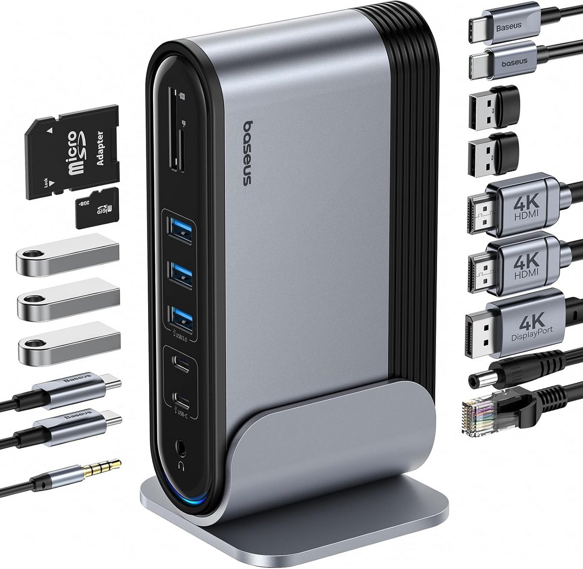USB-C Dockingstation 17-in-1 met 3 Monitoren Ondersteuning (4K, HDMI, DP) en 100W PD