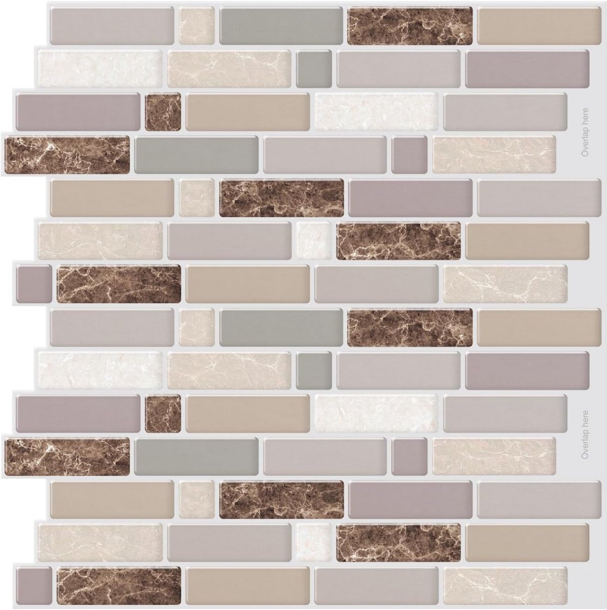 Zelfklevende 3D Wandtegels Keuken & Badkamer - 10x Bruine 30x30cm Plak-Tegels