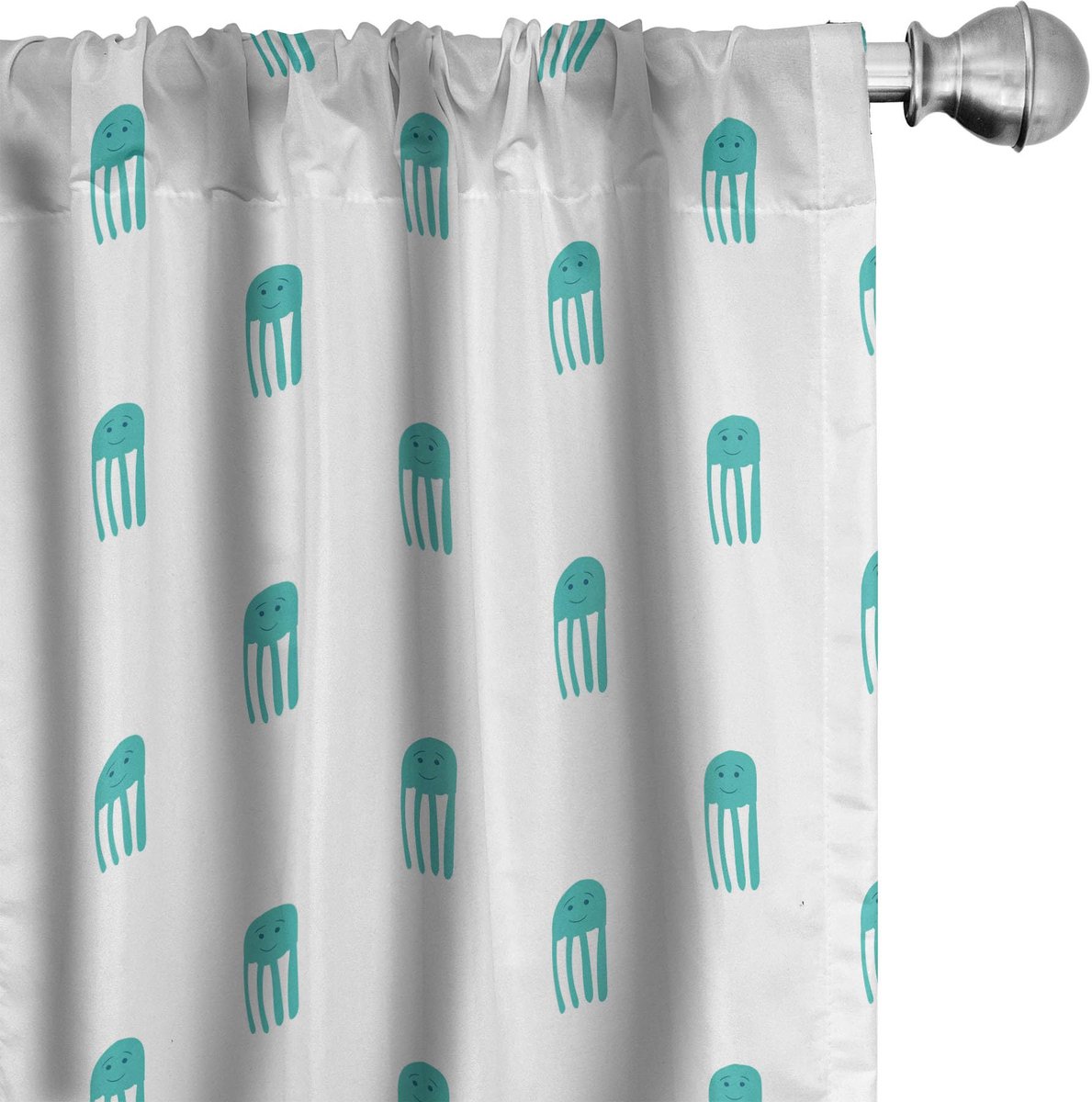 ABAKUHAUS Kwal Gordijnen – 2x75x175 cm – Turquoise/Wit Turkoois