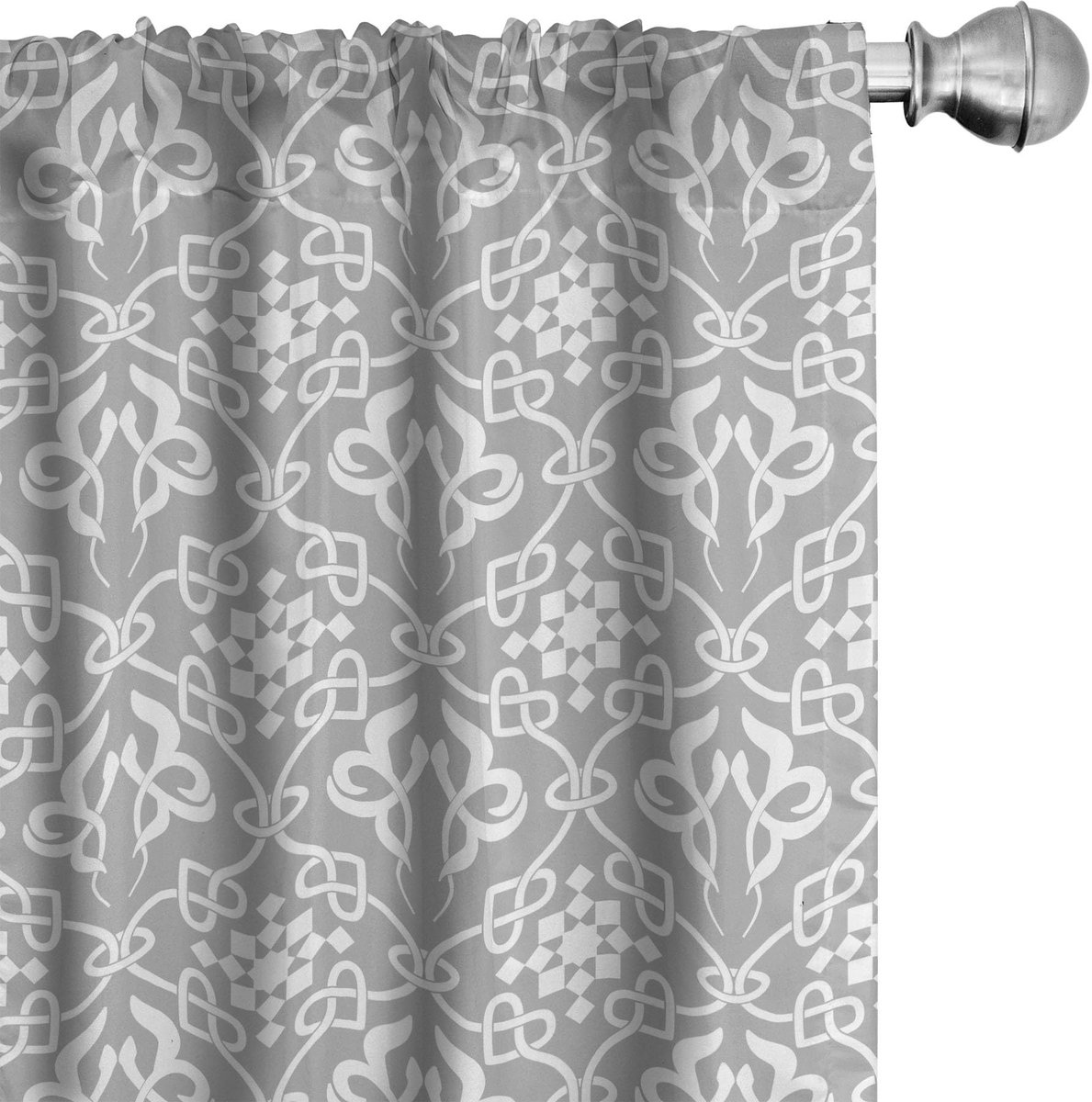 ABAKUHAUS Gardijnen – 2x75x225 cm – Microvezel – Halfdonker Grijs/Wit Grijs en wit