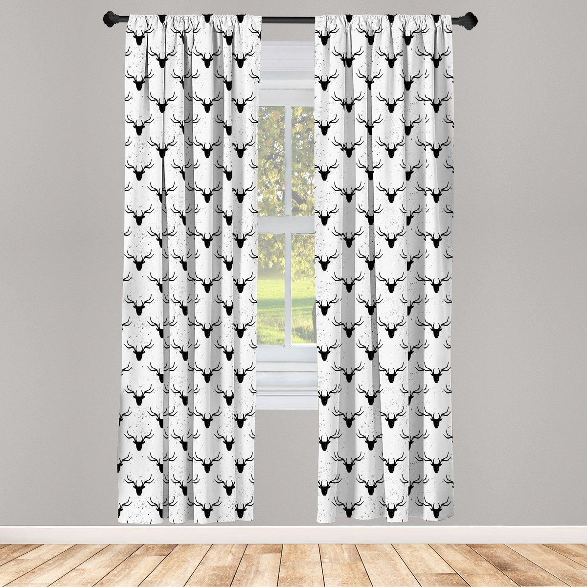 ABAKUHAUS Hert raamgordijnen – 2-delige paneelset 75×175 cm – Microvezel