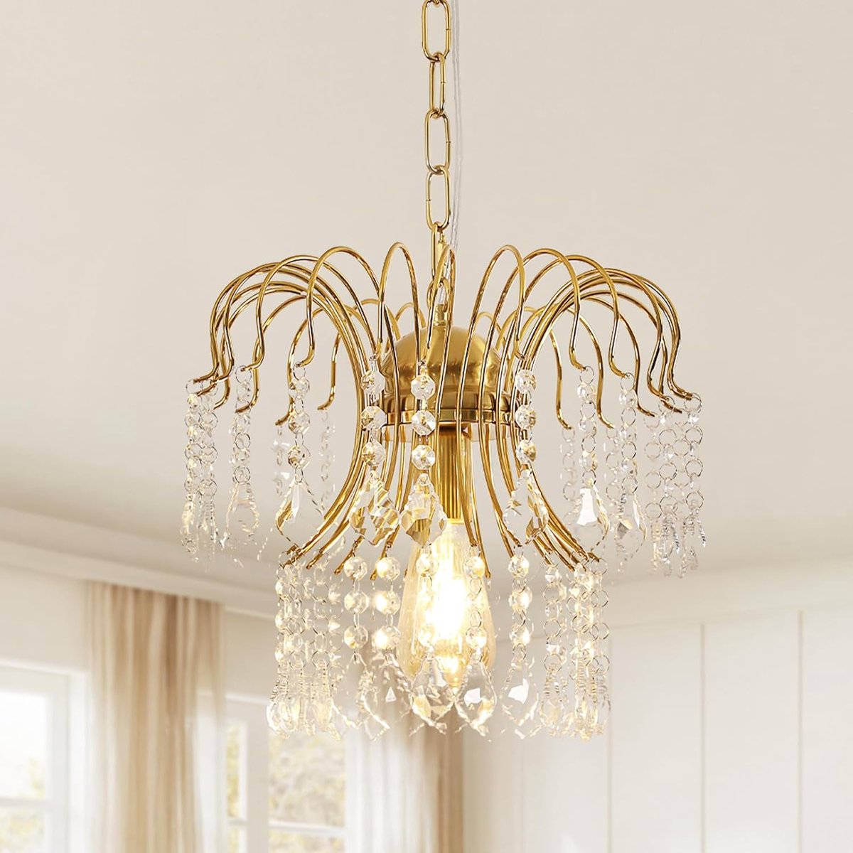 Haobosic kristallen hanglamp - Goud - 1,2 m ketting - E27 fitting