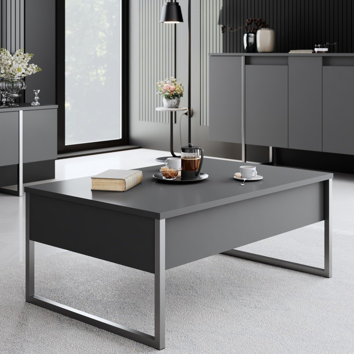 Salontafel Luxe Antraciet/Zilver