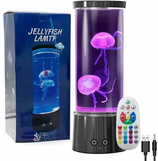 LED Kwallenlamp – 30,5 Cm – Rustgevend Kleurenlicht Met 16 Modus – Voor Slaapkamer En Woondecoratie – Transparant/Zwart Design