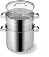 BE Living 3-delige RVS Pastapan - Ø 24 cm - 7,5L - Kookpan met Deksel - PFAS-vrij - Inductie Pan - Stainless Steel Kookpot - Vita Serie