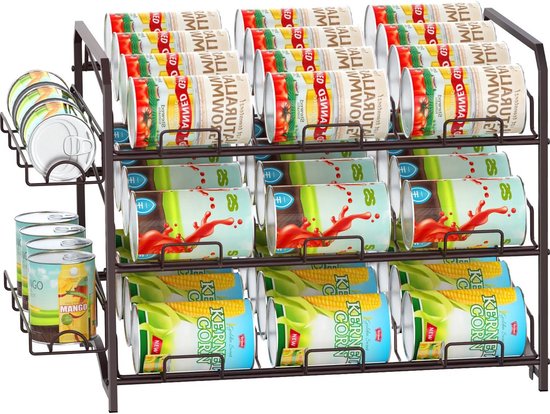 Nandae Stapelbare Blikjesorganizer 2 Stuks - Blikjesdispenser Voor 72 Blikjes Met 3 Laags Opbergrek