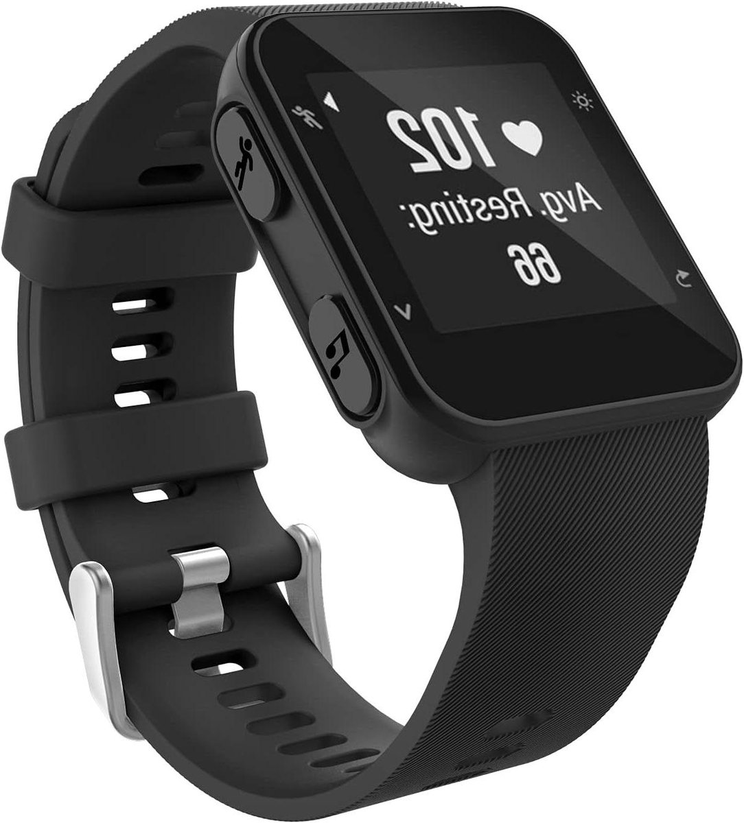 Sportieve Siliconen Horlogeband Compatibel met Hardloophorloge 35 - Zwart - Inclusief Schroeven.