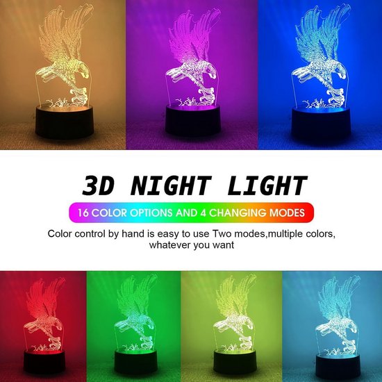 Decoratieve 3D Eagle Lamp met 7 Kleuren voor Kinderen en Tieners — afbeelding 3