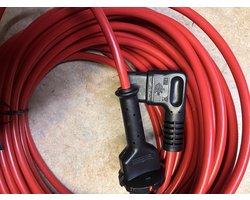 Gelijkwaardige aan origineel, stofzuiger Afneembaar haaks netsnoer 15 meter - H05VV-F 2x1mm² - Rood - Geschikt voor Tennant, Taski, Wetrok, IPC Soteco, Ghibli en meer