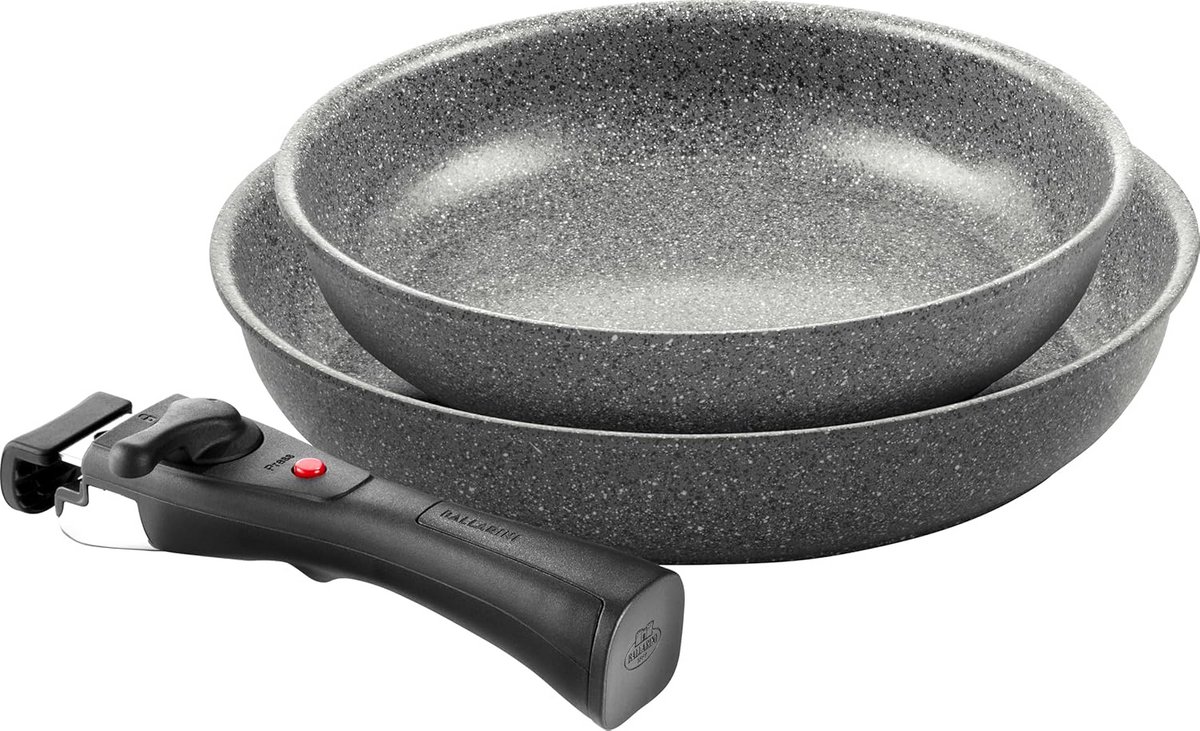 Koekenpannenset 24 + 28 cm met keramische coating, inductie geschikt, afneembare handgreep