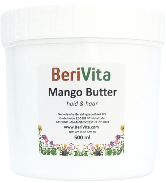 BeriVita Mango Butter pot met label, huid & haar, 500 ml.