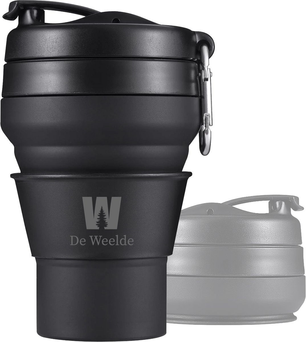 Opvouwbare koffiebeker to go (lekvrij) - travel mug coffee cup - reisbeker voor koffie en thee - opvouwbare beker