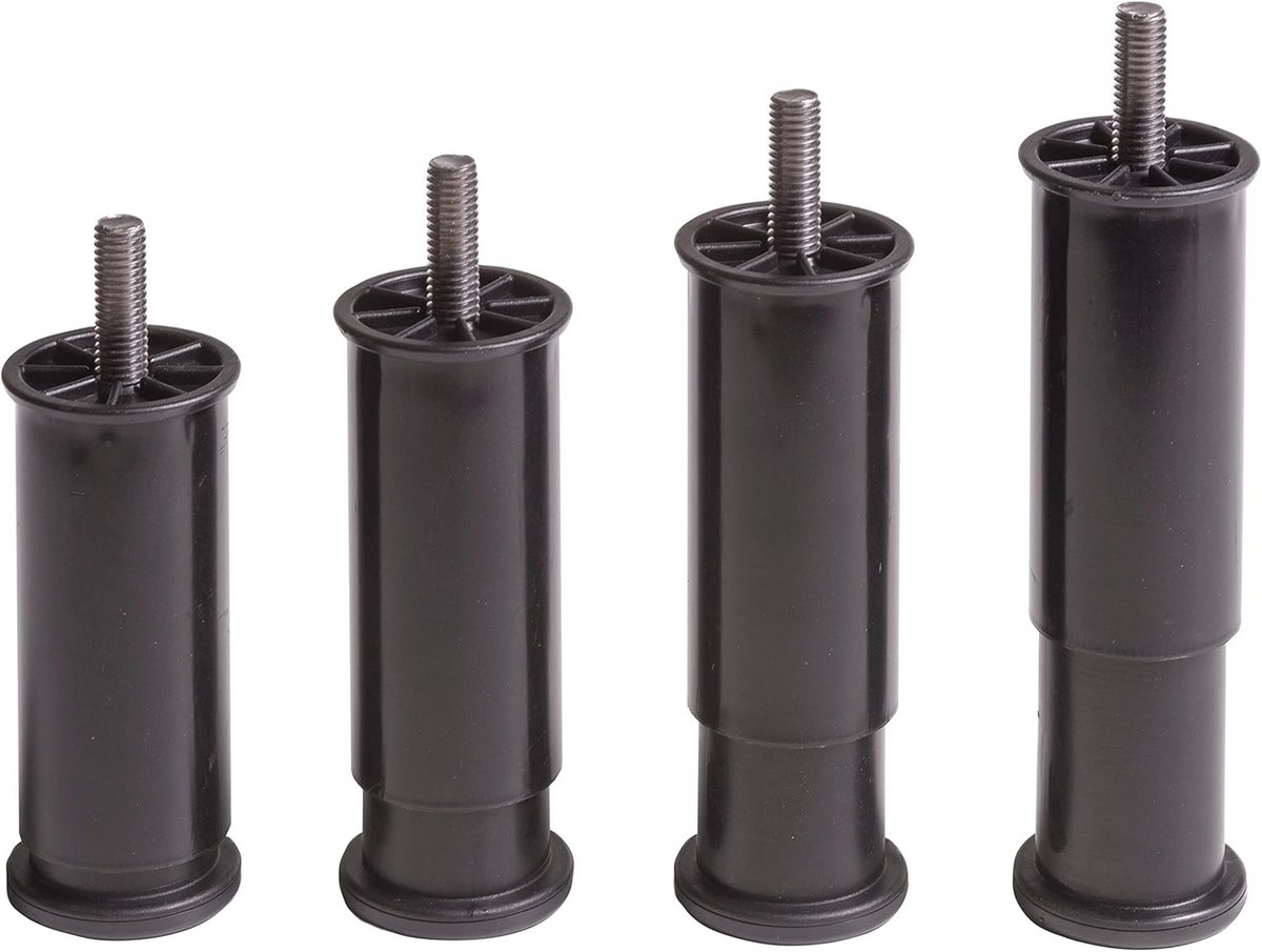 Verstelbare meubels poot set van 4 - 100 tot 145 mm hoogte - Zwart - Voor keuken, bank en kasten