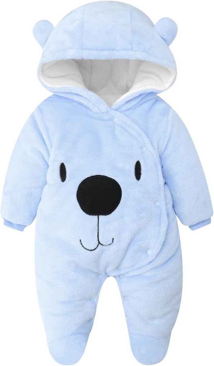 Warme Winter Romper met Voetjes en Capuchon voor Baby Jongens en Meisjes (0-12 maanden)