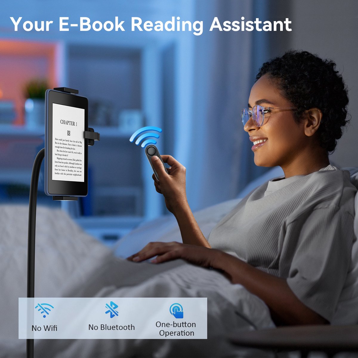 Geschikt voor Kindle Paperwhite, iPad, tablets en e-readers, bladwijzer, Bluetooth-afstandsbediening, lezer, draagbare afstandsbediening, RF-afstandsbediening, bladwijzerapparaat – foto 2