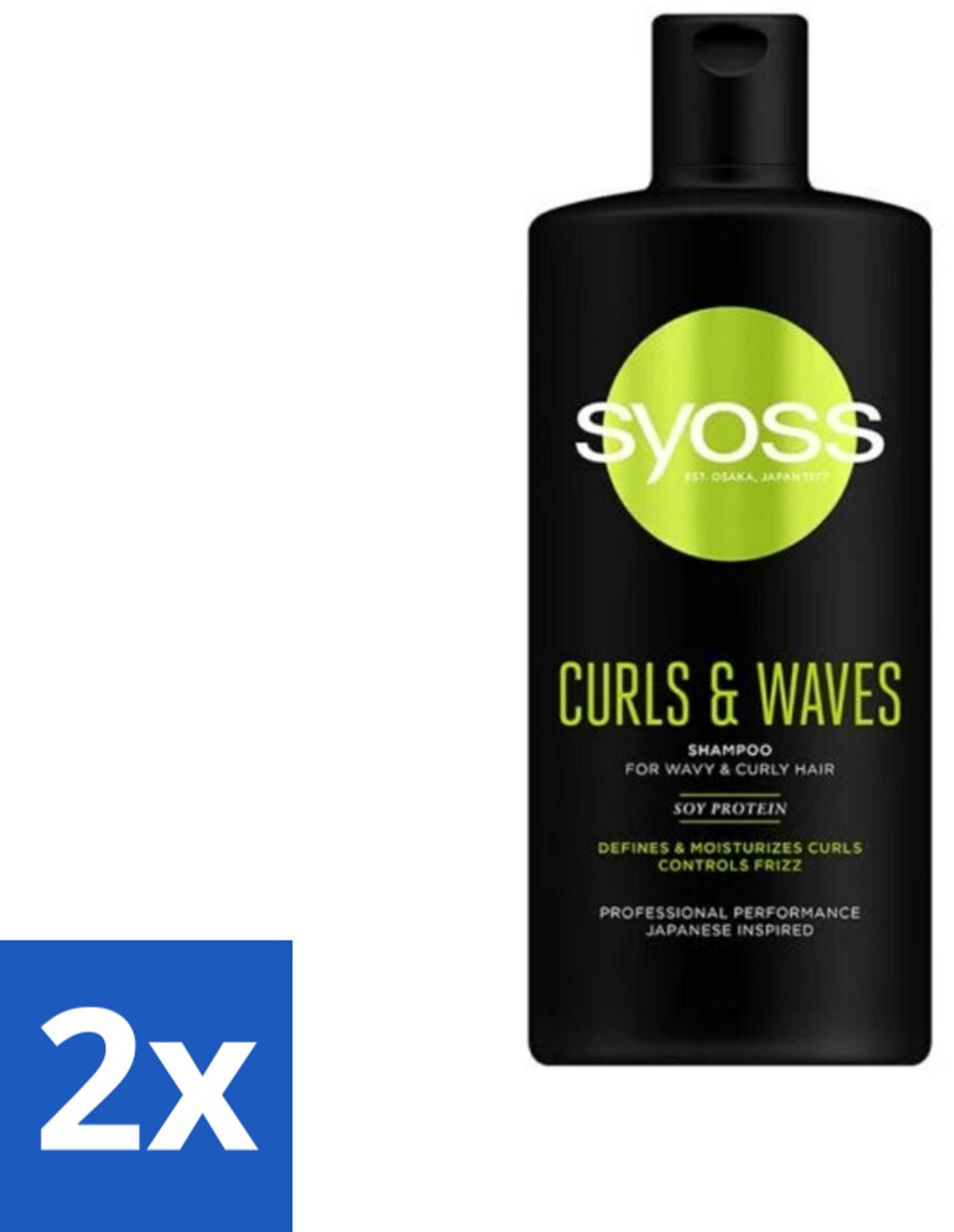 2 x SYOSS - Rizos Pro Rizos Pro - Shampoo - Langdurige Styling - 440ml - Krulshampoo - Krullen Definiëren - Krullen Verzorgen - Krullend Haar - Haar Glans