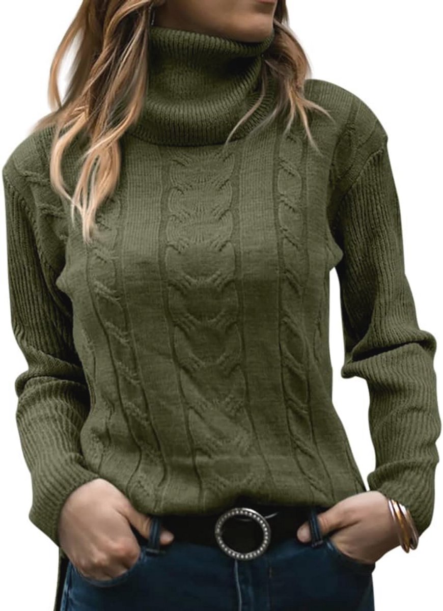 Dames Coltrui Coltrui Kabelgebreid Lange Mouwen Zachte Casual Jumper