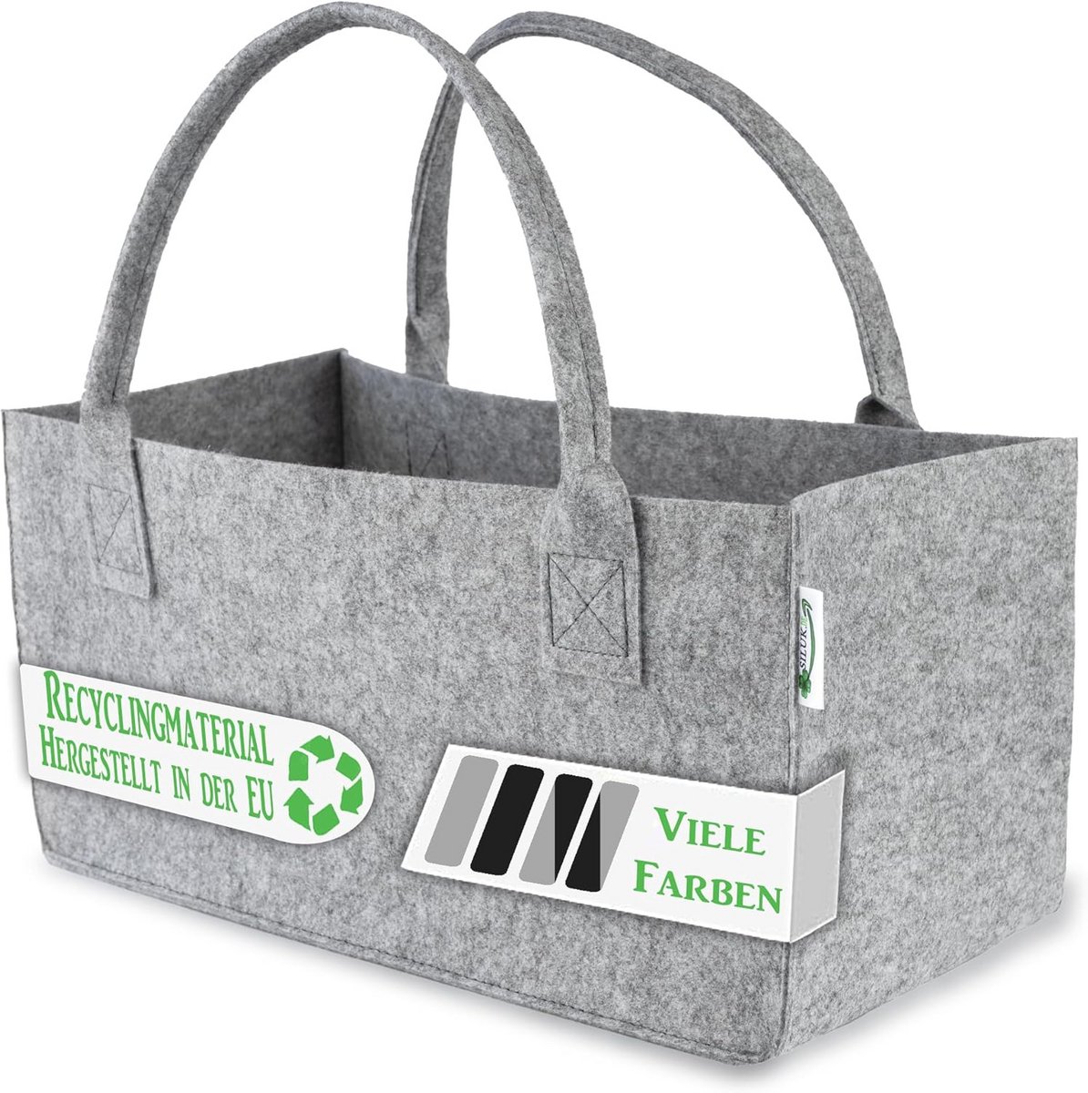 Stijlvolle Vilten Tas voor Boodschappen, Hout en Kranten (Grijs)
