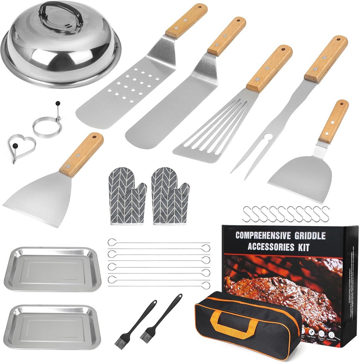 BBQ Accessoireset met 34 Stuks Roestvrij Staal voor Grillen en Barbecueën