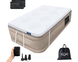 FLOAT 1 Persoons luchtbed met (5 cm) Foam Topper - <3 min snel opgeblazen - Inclusief 2 opbergzakken, draagtas en reparatiekit - 191x99x40 cm - Zelfopblazend Twee persoons luchtmatras - Ingebouwde elektrische pomp - Stevig Logeerbed - CloudSpring