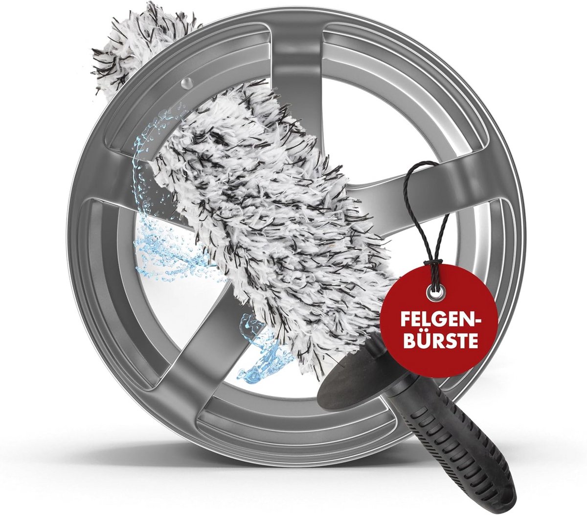 Velgenborstel - Velgenreiniger - Auto poetsen - Krasvrij reinigen - 37 cm - Grijs