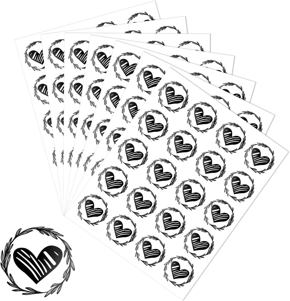 Allecta - 500 Stuks Hartvormige Zelfklevende Envelop Stickers Bronzing Bruiloft Uitnodiging Wenskaart - Zwart - 3,2 cm Diameter