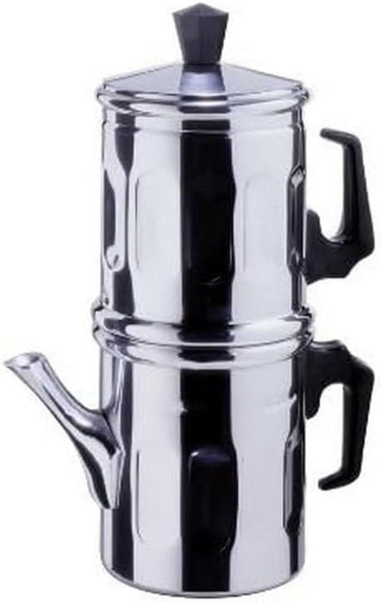 Klassieke Napolitaanse Aluminium Koffiezetter voor 3-4 Koppen, Zilverkleurig