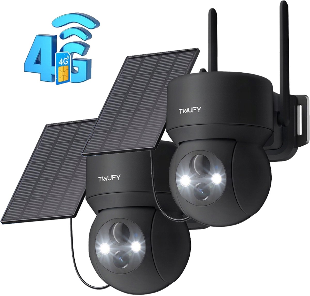 Beveiligingscameradraadloos TZ3-SNB334 – 2K 3MP FULL HD - Camerabewaking - Bewakingscamera Voor Buiten - Buitencamera - Buiten Camerametnachtzicht - Oplaadbaar - Zwart - 2 stuks