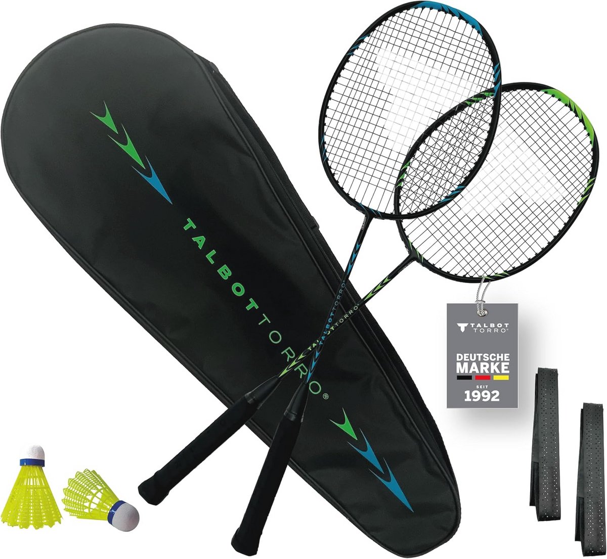 Professionele badmintonset met carbon rackets, shuttles en tas - ideaal voor binnen en buiten
