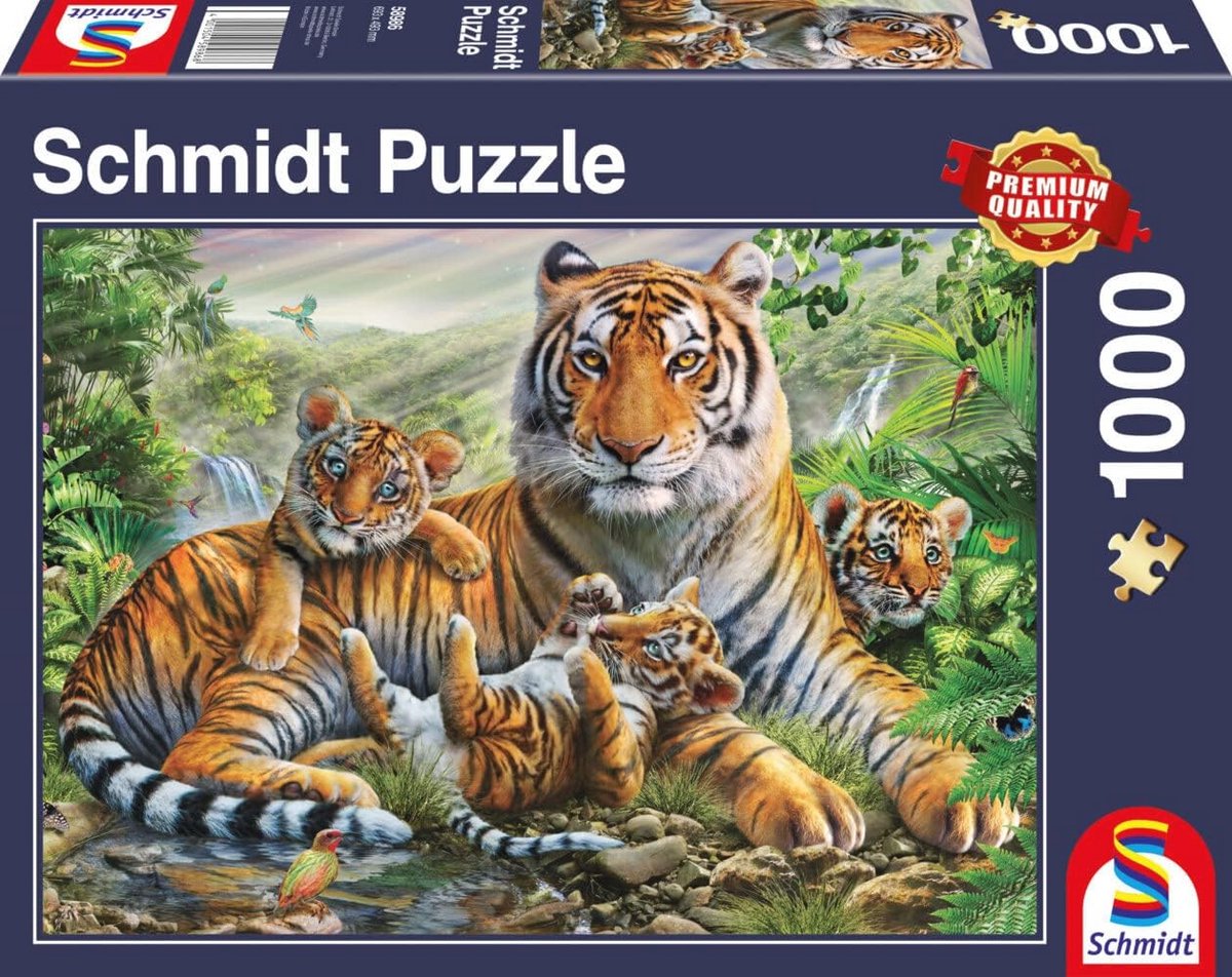 Tijger en puppy's puzzel met 1000 stukjes voor volwassenen
