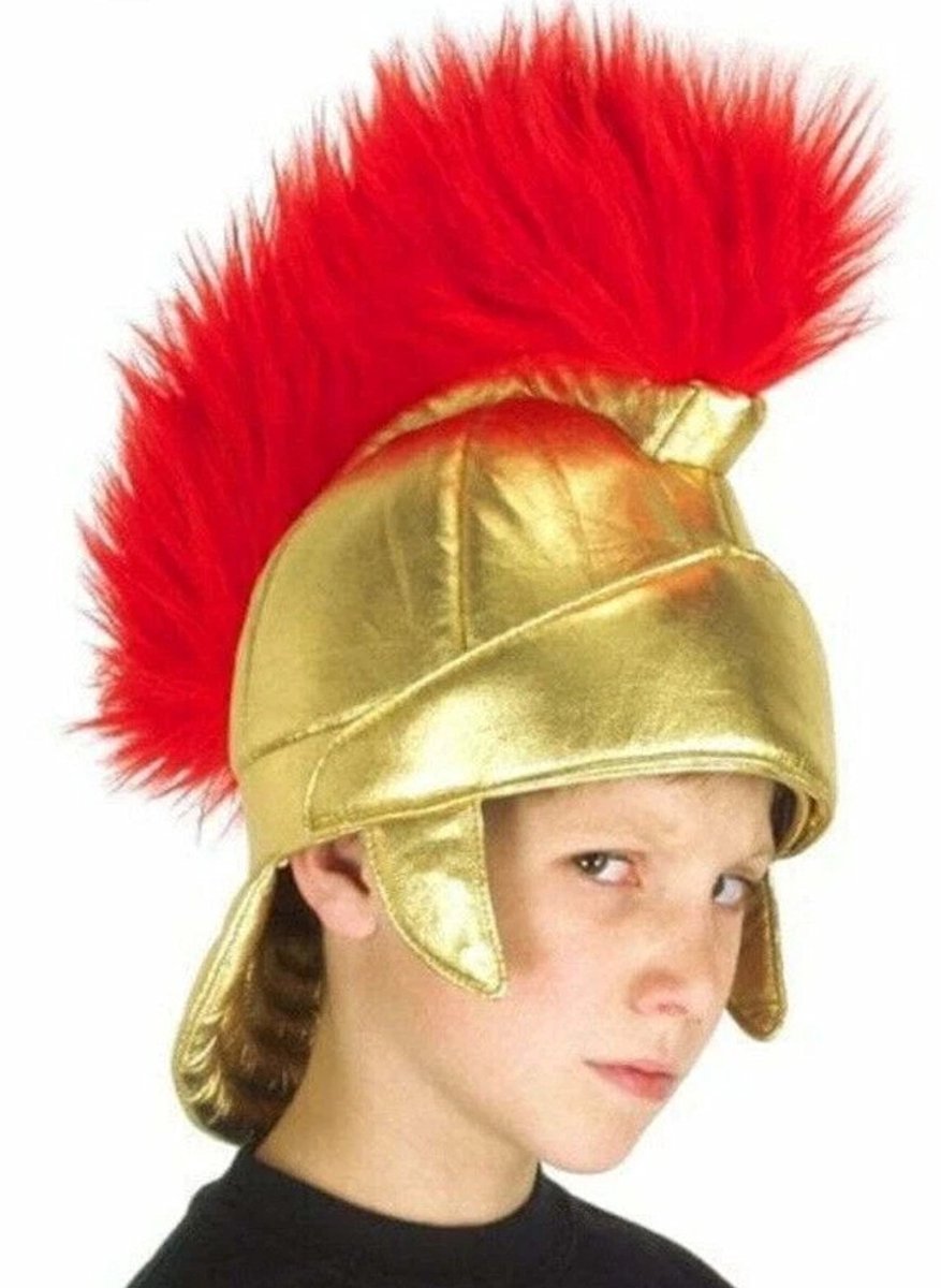 Henbrandt - Romeinse Helm met Rode hoofdtooi - Kinderen - Verkleedaccessoires - Roman Helmet - Afmetingen: 18 x 19 x 33 Cm