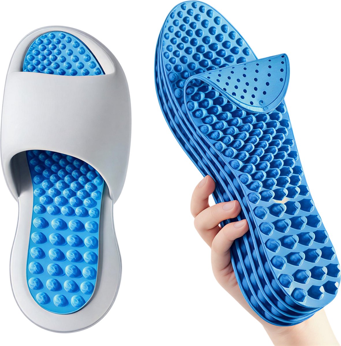 Schokabsorberende Inlegzolen met Massage-Effect (Maat 37-38) – Comfortabele, Elastische Zolen voor Mannen en Vrouwen | Sport, Wandelen, Werkschoenen & Barefoot Schoenen