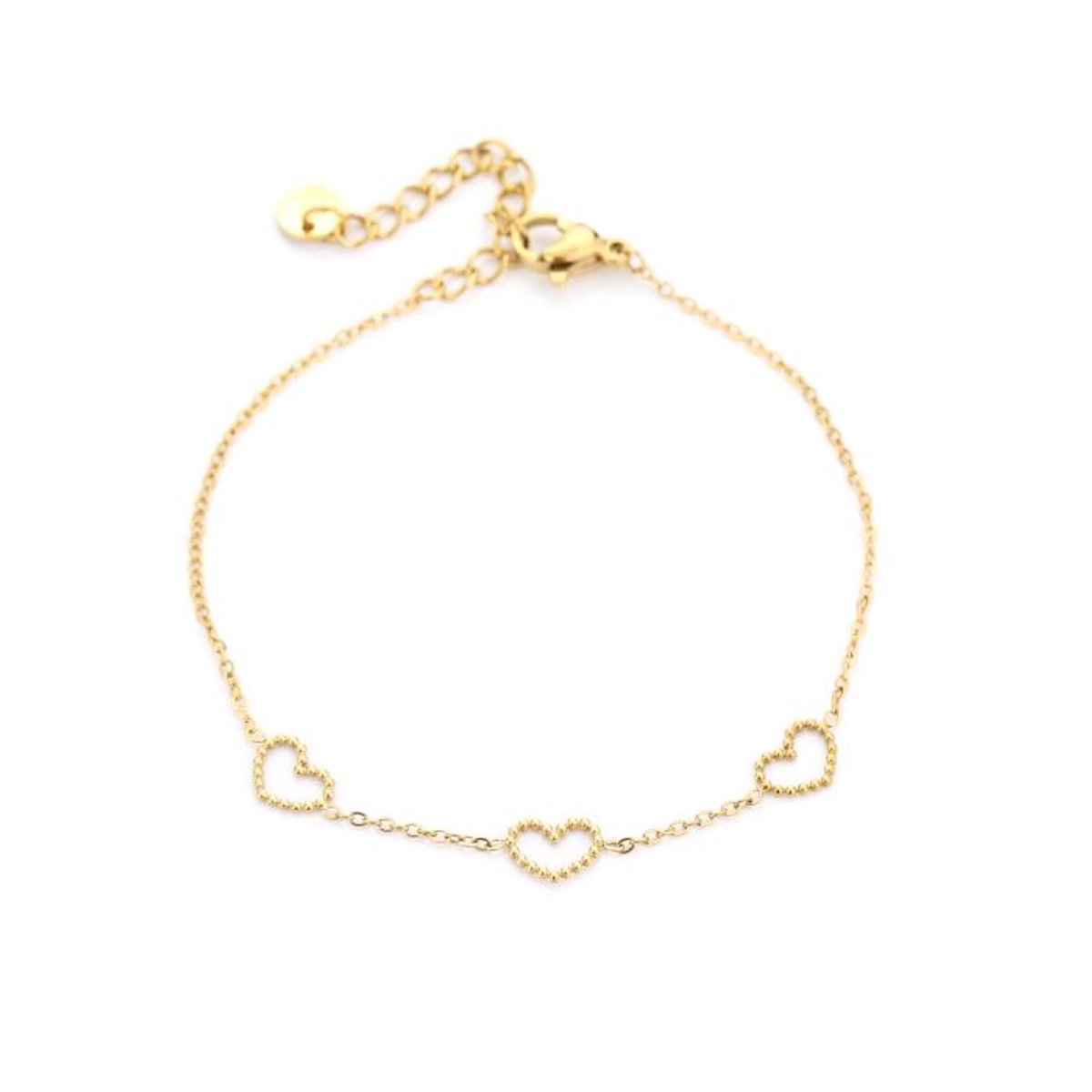 subtiele 3 hartjes armband- stainless steel en nikkelvrij- sint- kerst- moederdag- trendy- cadeau