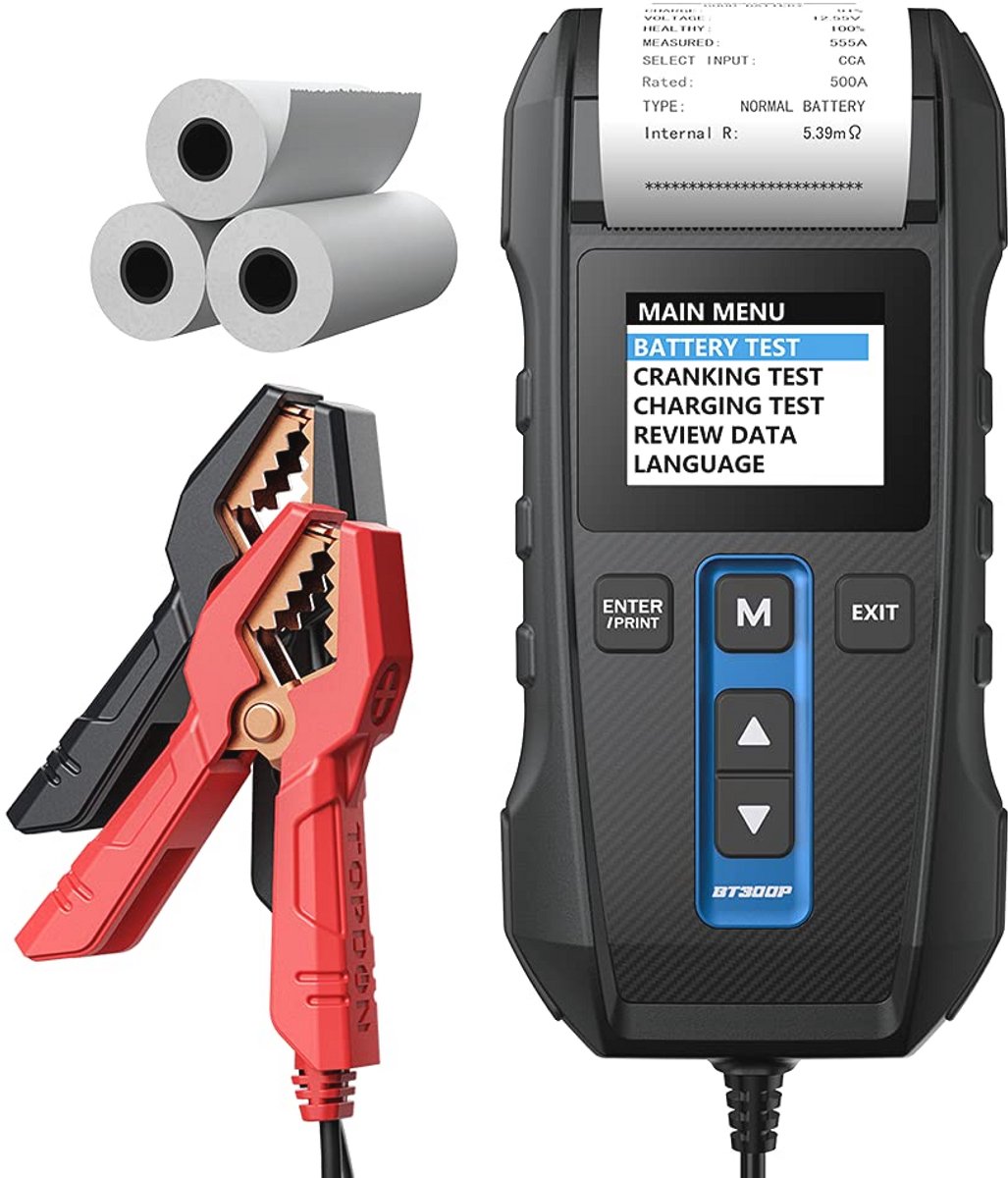 Accutester 12V/24V met Geïntegreerde Printer - Automatische Laadtester voor Batterij- en Starttests