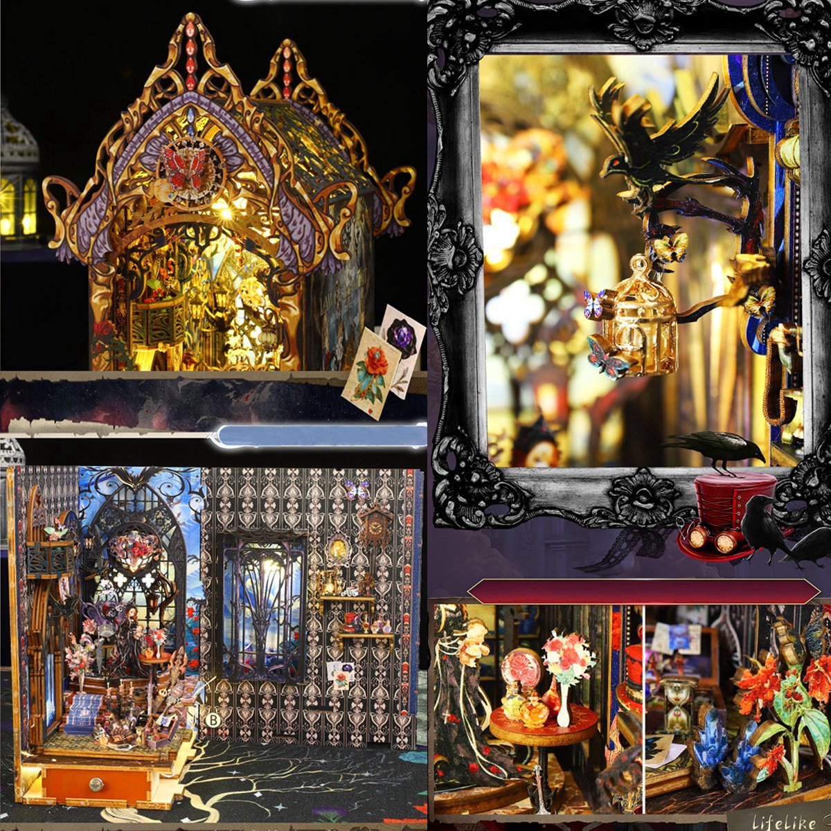 TOPBSFARNY Book Nook Kit 3D Houten Boekensteunpuzzel Miniatuur Boekensteunen Voor Boekenplanken Doe Het Zelf Boekenhoeksets Met Muzikale Bewegingen En Ledlicht Volwassenen Tieners 662091056