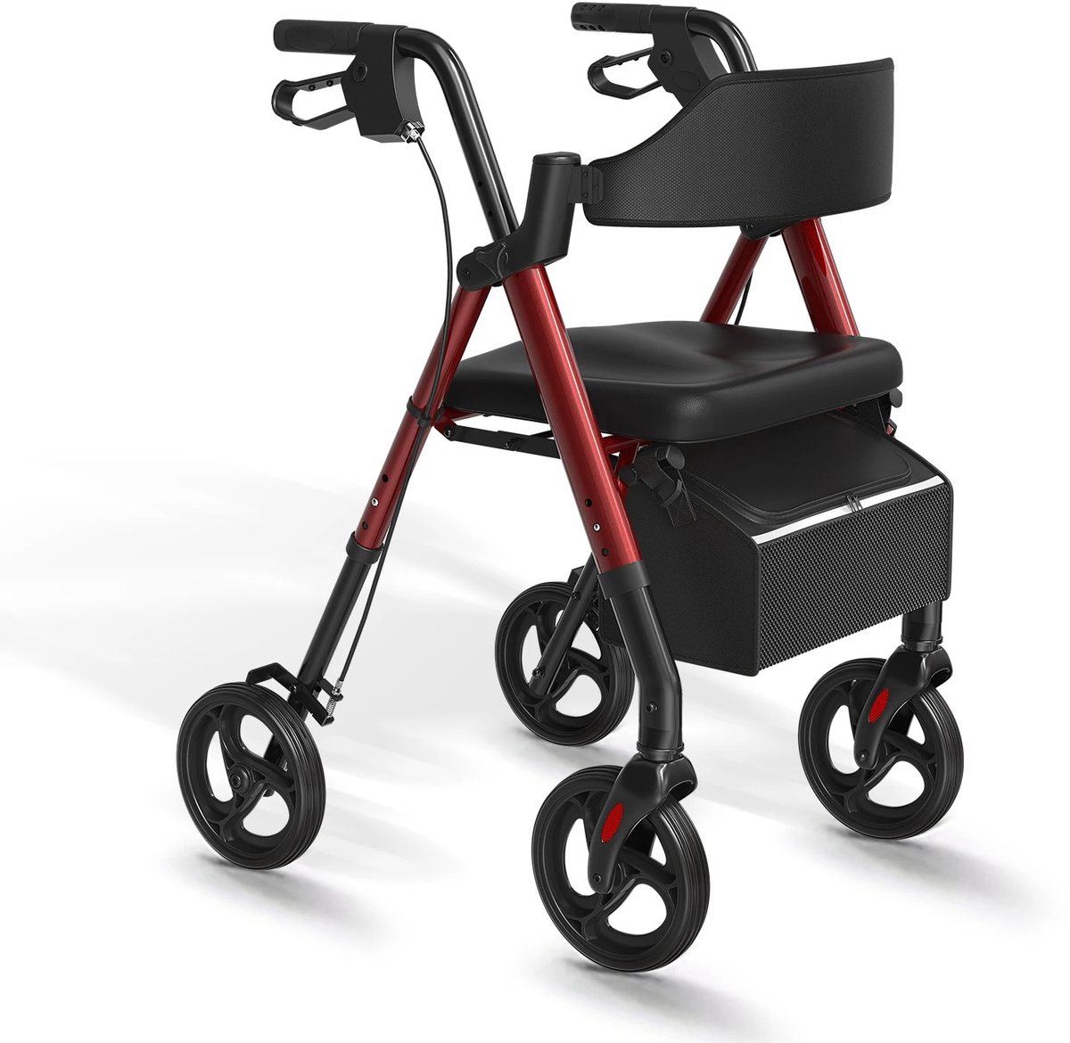 Vedder House - Rollator - Rood - opvouwbaar - Lichtgewicht - Ergonomisch - Rugsteun - In hoogte verstelbaar