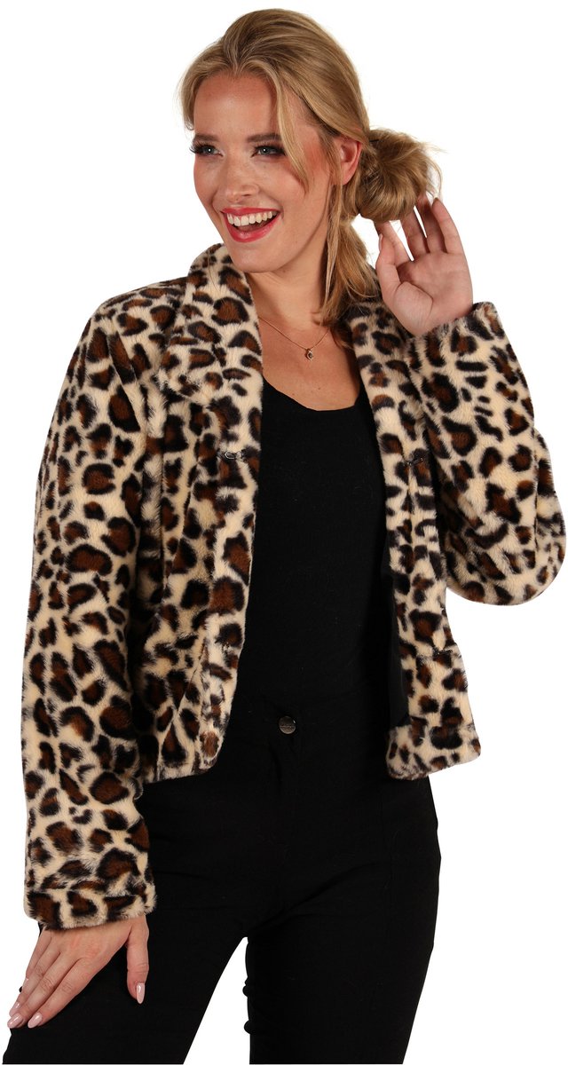 Bontjasje Panter - Zachte Pluche Jas - Foute Party - Dames - Maat M/L